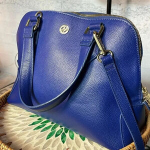 Ora Delphine Blue Leather Satchel Bag
